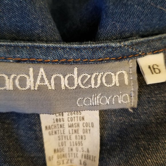 Carol Andersson 16 Blue Jean Denim Plaid Flannel Vest Dress Modest Church Vintag - Picture 3 of 10